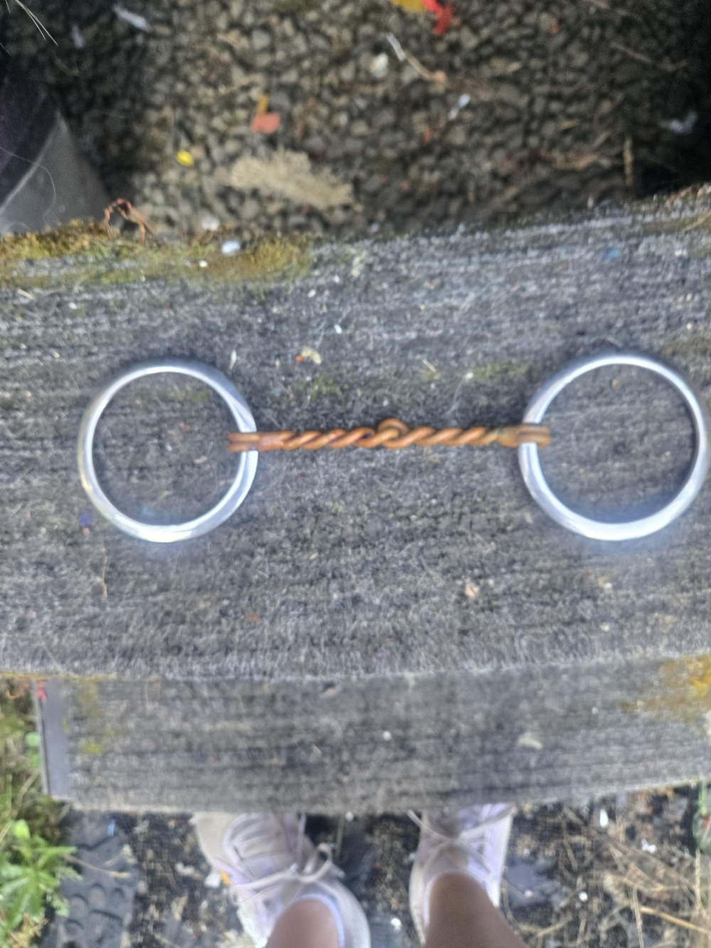 Twisted Copper and Silver Horse Bit Keyring - Brown/Copper 5'